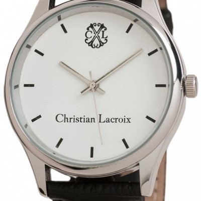 Ceas de lux barbatesc cu cadran alb si curea neagra - Lacroix LMN432 ceasuri de lux barbatesti Christian Lacroix LMN432 Poursuite Black White