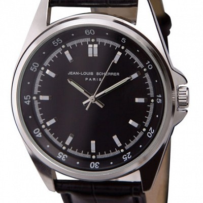 Ceas barbatesc cu curea din imitatie de piele si cadran negru - Scherrer SMN135 SMN135 Ceasuri Barbatesti Jean Louis Scherrer Contraste Black