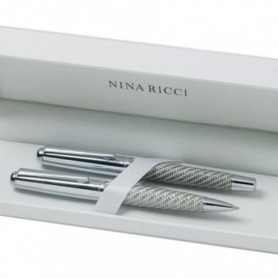Set Nina Ricci de 2 pixuri argintii metalice - RPBR497 seturi de pixuri Nina Ricci RPBR497 Illusion
