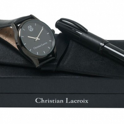 Set de pixuri negre cu ceasuri Lacroix barbatesti - LPBM424 LPBM424 seturi de lux Christian Lacroix de ceasuri si pixuri