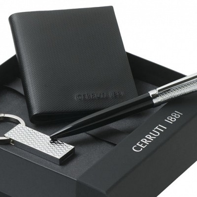 Set de portofel din piele Cerruti cu stick USB si pix metalic - NPBMU326 NPBMU326 portofele Cerruti cu stick USB si pix de lux