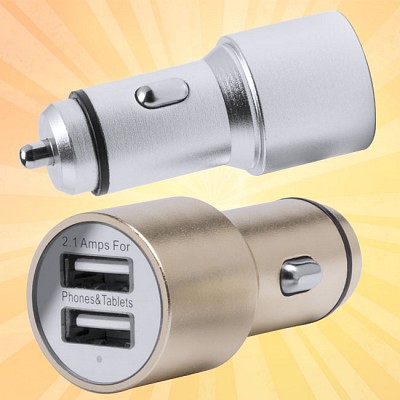 Incarcator auto cu 2 porturi USB - AP741946 AP741946 incarcatoare promotionale USB auto