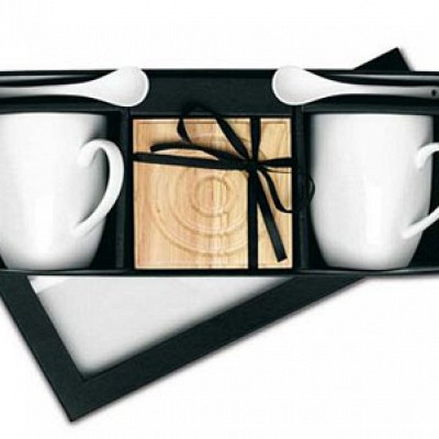 Cani ceramice pentru cafea - AR1630 AR1630 seturi promotionale cafea 2 cani 2 farfurioare 2 lingurite