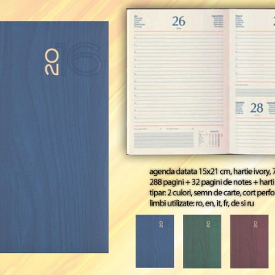 Agenda albastra 2021 cu interior datat - 01460GIBL agende albastre datate 2021 zilnic 15x21