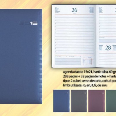 Agenda 2021 albastra cu interior datat zilnic - 01460OBL agende 2021 albastre datate zilnic 15x21