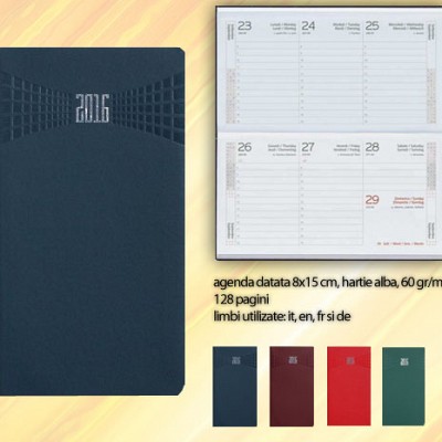 Agenda saptamanala de buzunar cu coperti albastre 8x15 cm - 01480MATBL agende de buzunar datate saptamanal 2021 cu coperti albastre 01480MATBL