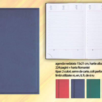Agenda A5 cu coperti albastre si interior nedatat 15x21 cm - 01439BRIBL agende nedatate cu coperti A5 albastre 01439BRIBL