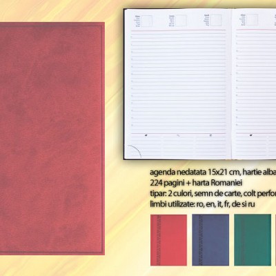 Agenda A5 cu coperti visinii si interior nedatat 15x21 cm - 01439BRIBO agende nedatate cu coperti A5 visinii 01439BRIBO
