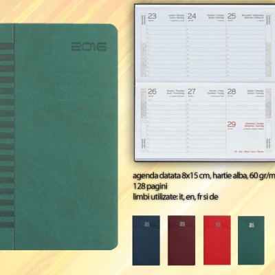 Agenda de buzunar cu coperti verzi 8x15 cm - 01480BRIV agende verzi de buzunar 01480BRIV