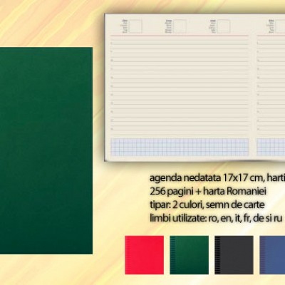 Agenda nedatata cu coperti verzi patrate - CUBOV agende patrate cu coperti verzi 17x17cm CUBOV