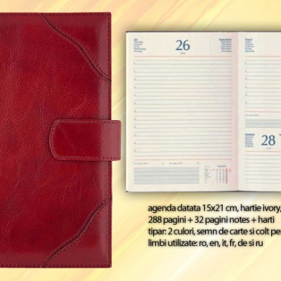 Agenda 2021 cu coperti A5 din piele naturala visinie - B08608BO agende A5 2021 din piele visinie B08608BO