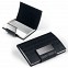 Portcard-uri metalice cu elemente din piele ecologica negra si design modern - 07508