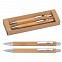 Seturi de pixuri cu creioane mecanice din lemn de bambus in cutie din carton - 2575
